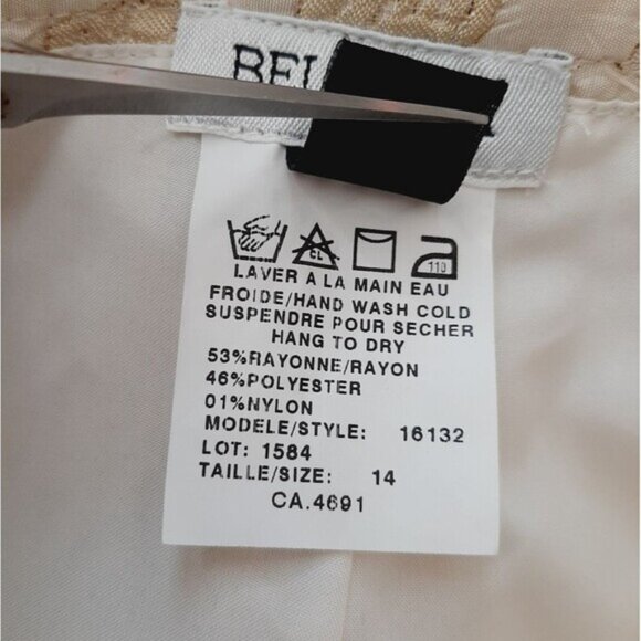 BELLESSA | Floral Jacquard Brocade Crop Ankle Dress Pants Light Cream 14 Flawed - Picture 15 of 16